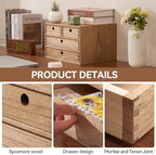 KIRIGEN Wood Desktop Organizers with Drawers Home Workspace Office Supplies Wooden Storage Box Shelf Case Hold Makeup Box with 4 Drawers Dark Brown - Image 6