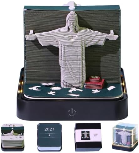 2027 3D Paper Carving Desk Calendar With LED Light (Jesus) by Divtada