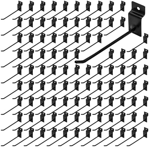 100Pcs Heavy Duty Slat Wall Display Hooks Bulk Set, Slatwall Accessories Pegboard Gridwall Display Hook Slat Wall Shelf Brackets for Retail Home (Black, 6 Inches/15 CM) by Yauhar
