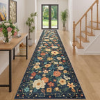 DUKINO 3x16 Runner Rug for Hallway, Non Slip Long Washable Rug, Navy Blue by DUKINO