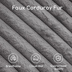 HIGOGOGO Round Stuffed Pouf Ottoman, Stripe Faux Fur Poufs with Foam Chunk Filling, Furry and Fluffy Pouf Foot Stool Storage Ottoman, 20 X 15 Floor Poufs Foot Rest for Living Room, Grey - Image 5