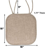 Sweet Home Collection Chair Cushion Memory Foam Pads with Ties Honeycomb Pattern Slip Non Skid Rubber Back Rounded Square 16" x 16" Seat Cover, Herringbone Taupe - Image 3