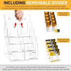 SafeWays 4 Tier Acrylic Brochure Holder 8.5 x11" & 2 Business Card Holders - Image 4