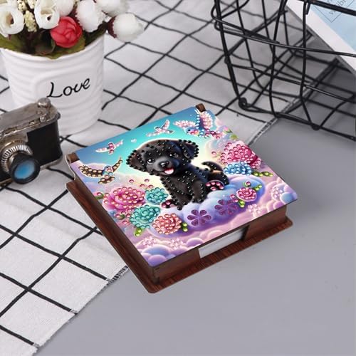 4pcs Animal Angel Diamond Art Painting Note Box for Adults, Wooden DIY Sticky Notes Holder Kit with 640 Blank Notepads, Multi-Purpose Desk Organizer for Home Office, Study Thoughtful Gift - Image 2