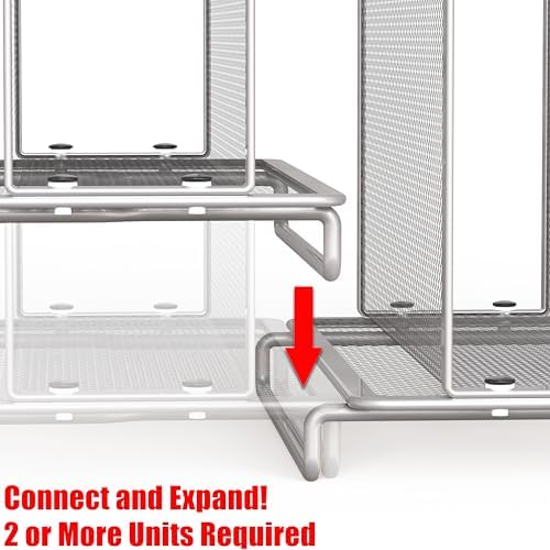 Simple Houseware 5 Section Upright File Sorter Organizer, Silver - 2 Pack - Image 3