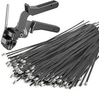 Cable Tie Gun Kit, 200 Black 304 Stainless Steel Ties, 11.8 Inch by KTDSFA