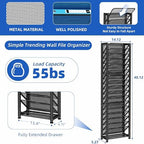 Simple Trending Wall File Organizer, 18-Tier Mesh Hanging Paper Document Folder Holder, Desktop Metal Files Storage Rack for Office and Home, Black - Image 4