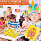 ALINK Plastic Classroom Caddy with 6 Compartments, 6-Pack Teacher Supply Storage Caddy Organizer for Classroom Supply, Office, Table, Desk, Craft Art, Pencil, Crayon, Marker - Assorted Colors - Image 5