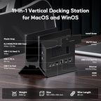 MacBook Pro Air Docking Station, Vertical USB C Laptop Docking Station with M.2 SSD Slot, HDMI 4K@60Hz, 4 USB A/C Max 10Gbps, Ethernet, SD/TF, PD Dock for MacBook/USB-C Win Laptops - Black - Image 2