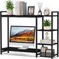 Snughome Adjustable Desk Shelf with Monitor Stand, 38.6" Desktop Organizer Hutch, Height Adjustable Computer Monitor Riser & 4 Tier Storage Bookshelf for Home Office Dorm, Black by Snughome