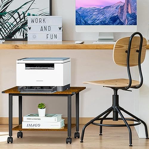 Lerliuo Under Desk Printer Stand, 2-Tier Industrial Rolling Printer Table - Image 6