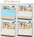 3D Memo Pad Paper Art with Lights,City Night 3D Paper Card Craft Building Blocks,3D Art Notepad Non-Stick Note Pad DIY Post Notes Notepad - Image 4