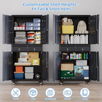 SUXXAN 71-Inch Metal Garage Cabinet with 2 Drawers and Pegboard Doors - Image 5