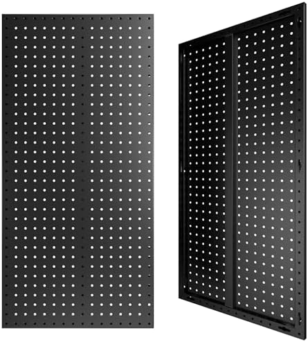 Metal Peg board Panels, Black Pegboard Organizer, 16 * 33 * 2 Pcs by Amoowis