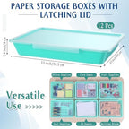 Tinlade 12 Pcs Classroom Paper Storage Bins with Lids, Teal, 13x10in - Image 2