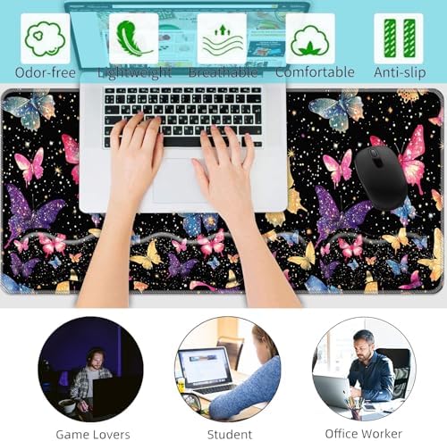 Keyboard Wrist Rest+Mouse Wrist Pad+Desk Pad Set,Memory Foam Ergonomic Easy Typing Pain Relief for Computer Laptop Office Home - Butterfly - Image 6