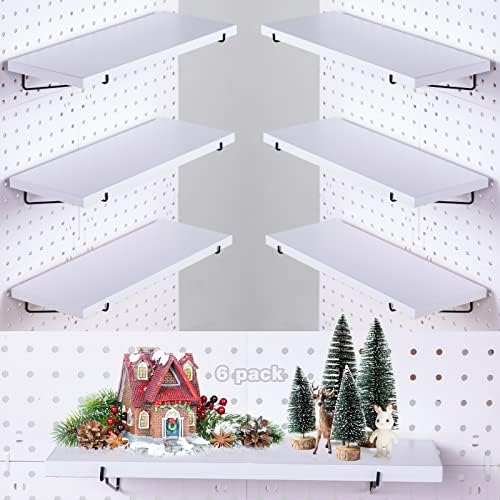 Pegboard Shelf Set - 6 Heavy Duty Peg Board Shelves & Steel Brackets, Organizer for Storage, Garage, Workbench, Craft, Office by YUSFKJ