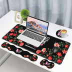 Ergonomic Memory Foam Mouse Pad Wrist Rest Set, Large Desk Pad + Keyboard Wrist Rest + Mouse Wrist Cushion + Coaster for Home Office Study Gaming, Floral Butterfly Quotes Bible Verse Philippians 4:13 - Image 7