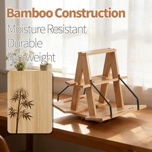 Bamboo Medical Coding Book Stands, Two-Sided 360 Rotating Books Holder - Image 4