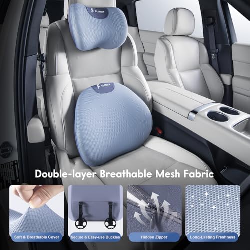 FLORICH Lumbar Support Pillow and Neck Pillow for Office Chair Car, Ergonomic Memory Foam Back Support for Office Gaming Chair Driving Seat Wheelchair, Relieves Neck, Back & Sciatica Pain – Blue - Image 3