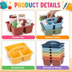 6 Pack Plastic Classroom Organizer Caddy with Handle, Boho Earthy - Image 3