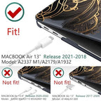 DONGKE Compatible with MacBook Air 13 inch Case 2021 2020 2019 2018 Release A2337 M1 A2179 A1932 with Retina Display Touch ID, Plastic Hard Shell & Keyboard Cover - Golden Wave - Image 3