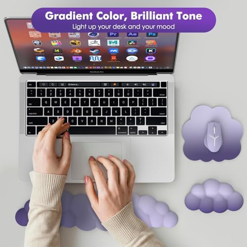 MoKo Cloud Wrist Rest for Keyboard and Mouse with Mouse Pad, Purple - Image 6