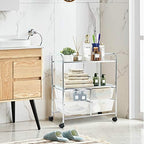Giantex Rolling Storage Cart w/ 4 Drawers 2 Shelves Metal Rack Shelf Home Office School Beauty Salon Utility Organizer Cart with Wheels (White) - Image 2