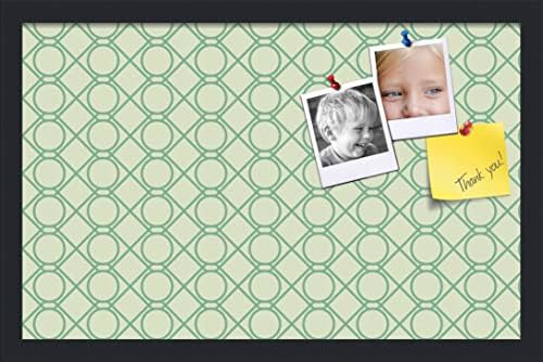 PinPix 22x14 inch Cork Bulletin Board. This Decorative Framed Pin Board Comes with Diamond Pattern in Green Design and Satin Black. Ideal for Home, Office Decor or School (PinPix-586) by PinPixBulletinBoards
