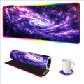 AIMSA RGB Mouse Pad LED Gaming Mouse Pad with 14 Lights Modes, Non-Slip Rubber Base Computer Carpet Desk Mat for PC Laptop (35.4 x 15.8 inch) Purple Blue Nebula by AIMSA
