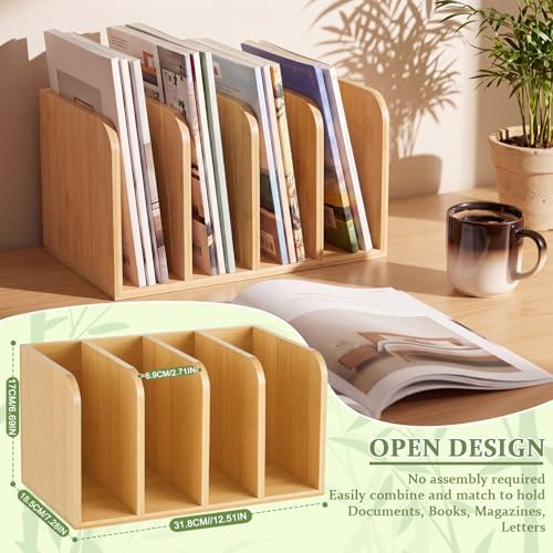 Novabright Bamboo Wooden 4-compartment File Magazine Holder, Suit for B5 - Image 2