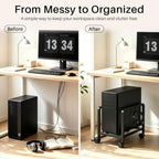 Metal PC Stand, Adjustable Computer Tower Stand with Wheels, Black - Image 3