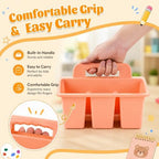 Plastic Classroom Caddy with Handle, 6 Pack 4-Compartment Teacher Supply Organizer, Stackable Desk Caddies for Pencils, Markers, Crayons, Art Craft Supplies, School Office Home, Modern Pastel Colors - Image 4