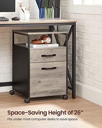 VASAGLE File Cabinet with Wheels, 2 Drawers, Open Shelf - Image 5