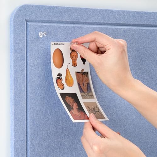 Large Bulletin Board - 48 x 36 Inches, Decorative Felt Pin Board for Wall - 4' x 3' Foldable Photo Display Board with Self-Adhesive Tape, Includes 20 Push Pins - Lavender Blue - Image 2