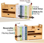 Pandorama Bamboo Desk Organizer Medium - Drawers & Adjustable File Holder, Fully Assembled Wood Desktop Storage for Kitchen, Bedroom, Bathroom, Study Room - Image 3