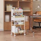 Homsorout Art cart, 3 Tier Rolling Cart - Utility Cart with Storage Drawer and Wheels, Versatile Art & Craft Organizer for Home, Office, or Studio Ideal for Storing Brushes, Paints （ White） - Image 5
