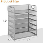 Subekyu 6-Tier Desk Paper Organizer, Desktop File Letter Tray with Handle, Document Sorter and Accessories Holder for Office, Home and School Workspace Organizers, Silver - 2 Pack - Image 7