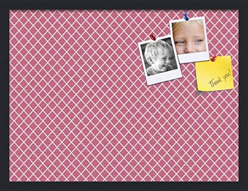 PinPix 24x18 inch Cork Bulletin Board. This Decorative Framed Pin Board Comes with Diamond Pattern in Hot Pink Design and Satin Black. Ideal for Home, Office Decor or School (PinPix-302) by PinPixBulletinBoards