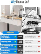 [Upgraded] Large Under Desk Cable Management Tray, Cinati Cable Management Under Desk No Drill, 28.4" Fabric Cord Hider for Wire Organizer, Cord Organizer for Office, Home - Supports Up to 30lbs White - Image 6