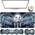 TGFEWYTJYJ Extended Gaming Mouse Pad,Memory Foam Ergonomic Keyboard Mouse Wrist Rest Support Set,Large Desk Mat with Stitched Edges,Non-Slip Base Mousepad Home Office,Dreamcatcher Wolf by GFEWYTJYJ
