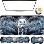 TGFEWYTJYJ Extended Gaming Mouse Pad,Memory Foam Ergonomic Keyboard Mouse Wrist Rest Support Set,Large Desk Mat with Stitched Edges,Non-Slip Base Mousepad Home Office,Dreamcatcher Wolf by GFEWYTJYJ