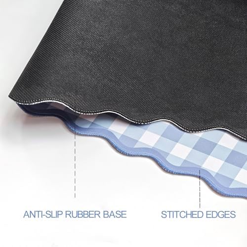 Blue Gingham Scalloped Desk Mat Set,Mouse Pad with Gel Wrist Rest,Ergonomic Keyboard Wrist Support for Women Non-Slip Desk Pad Home Office Decor - Image 4