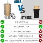 Universal Iced Coffee Sleeve - Upgraded Double Wall Reusable Stainless Steel Holder Sleeves Insulator for Cold Drinks Fits Starbucks Dunkin Donuts McDonalds Small Medium Large Cups (Luxy Leopard) - Image 4