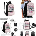 Teen's Backpack 4Pcs, Aesthetic Travel Daypack Set of 4 Include Lunch Box Pencil Case Cup Sleeve Large Capacity & Portable Daypack 4Pcs for Elementary School Cartoon Koala - Image 3