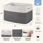 4 Pack Storage Baskets for Organizing, Woven Baskets for Shelves - Perfect for Toys, Books, Towels, and Clothes, Durable Gift Basket Bins Toy Storage, 12.7''Lx9''Wx7.8''H, Black & White - Image 2