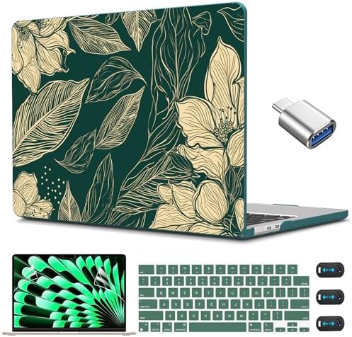 CISSOOK for MacBook Air 15 inch Case 2023 2024 2025 2026 Elegant Floral by CISSOOK