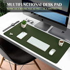 K KNODEL Small Office Desk Mat, Leather Mouse Pad (23.6"x13.8", Dark Green) - Image 2