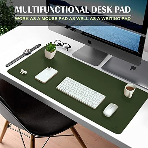 K KNODEL Small Office Desk Mat, Leather Mouse Pad (23.6"x13.8", Dark Green) - Image 2