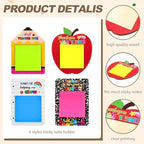 Epakh 48 Sets Back to School Teacher Gifts Bulk Composition Sticky Note Holder with Notepads Wood Sticky Note Dispensers Pencil Apple Notebook Design Thank You Gift for First Day of School - Image 3